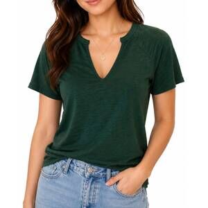 NEW BOBI flatlock raglan short sleeve tee in mossy green